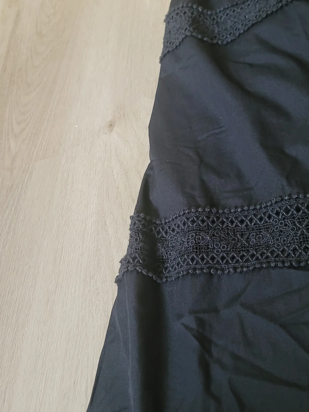 Abercrombie & Fitch Black Tiered Maxi Dress XL Pocket Crochet Cross Back Prairie